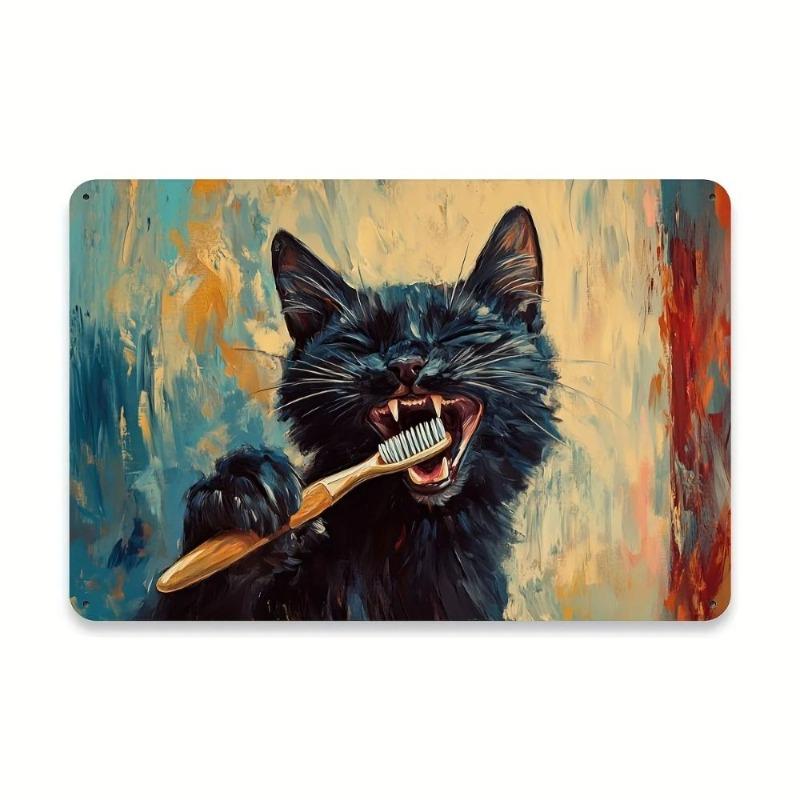 Funny Cat Retro Poster, Aluminum Metal Wall Decor 20x30cm