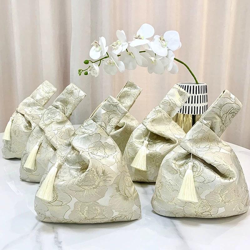 Gift Bags Wedding Favors Jacquard Fabric Boxes Tassel Wedding Candy Tote Bags