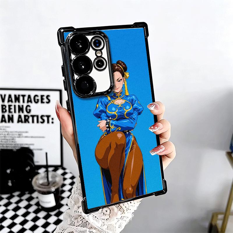 ChunLi S-Street F-FighterS Plating Phone Case For Samsung Galaxy S24 S25 FE S26 Edge S23 Ultra S22 S21 Plus S20 Anti-Fall Airaba