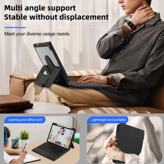 Tablet Bluetooth-compatible Keyboard with Protective Case Colorful Backlit Design Detachable Keyboard Cover Protector