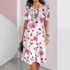Women Clothing Floral Pattern Mini Dresses Short Sleeve 3D Flower Printed Street Ladies Dress Beach Casual Dress
