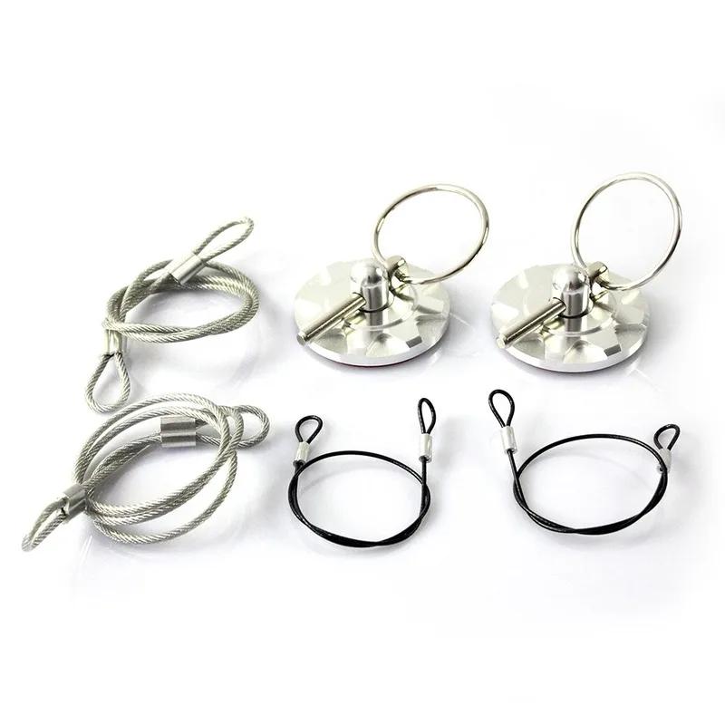 Universal Aluminum Hood Pins Lock with Quick Latch Rope Hood Lock Clip Kit for Racing Car Engine Bonnets without Drilling