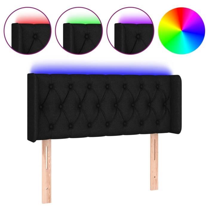 3123556 vidaXL Tête de lit à LED Noir 93x16x78-88 cm Tissu