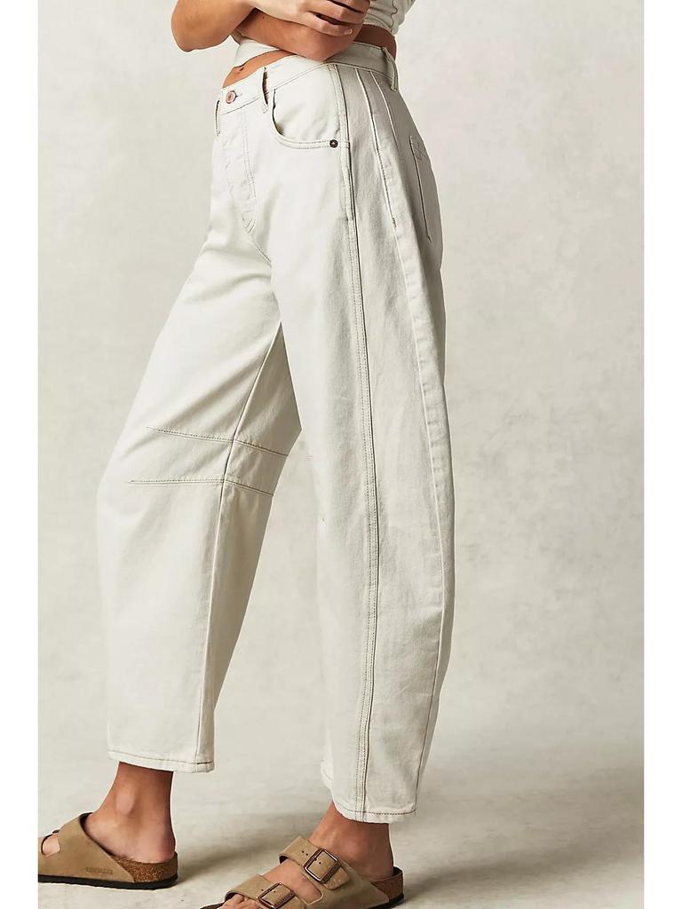 2024 Damen Wide-Leg Mid-Low Waist Washed Denim Jeans