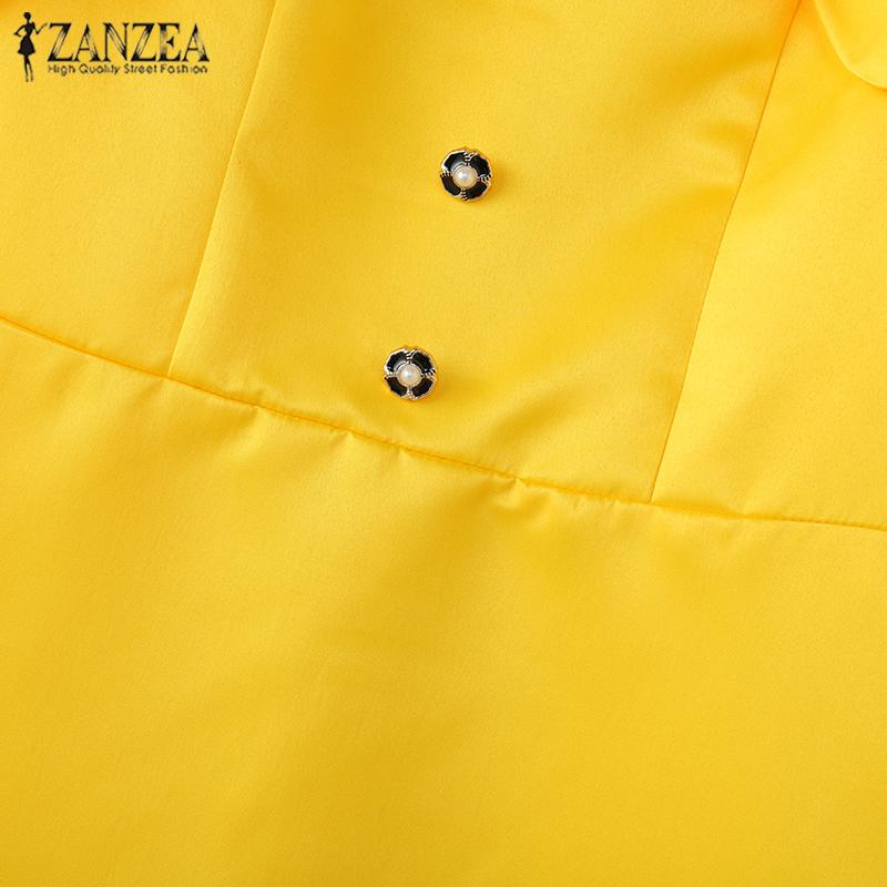 ZANZEA Damen Lässiges Rundhals Kurzarm Sommer Partykleid