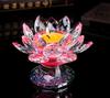 Double-layer High-legged Crystal Glass Handicraft Display Lotus Butter Lamp Base Stand Display Buddha Offering Candlestick