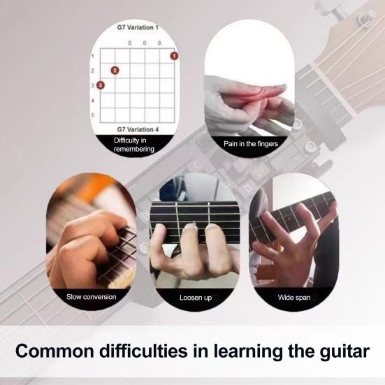 Naciskacz akordów gitarowych dla początkujących, graczy z artretyzmem, pomocnik do akordów gitarowych, trener, przenośny klips, narzędzia do nauki gry na gitarze akustycznej i elektrycznej