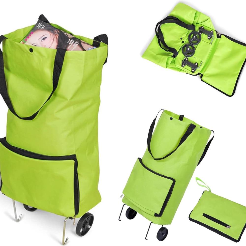 Foldable Portable Storage Bag Reusable Supermarket Sack Telescopic Pull Rod Waterproof Bag Large Loadbearing Ecofriendly