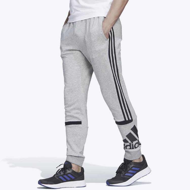 Adidas Trainingshose mit Logo-Print und kontrastierenden Bündchen aus Strick für Herren, Grau, GK8964