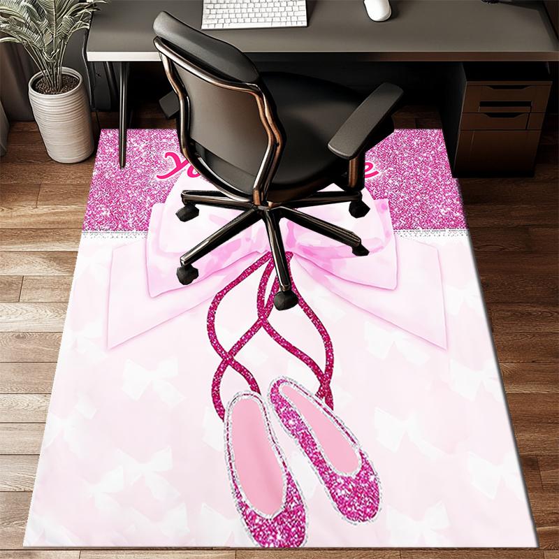 1PC Custom Name Pink Ballet Shoes Bow Theme Floor Mat Ideal for Living Room, Game Rooms, Office, Bedroom,Floor Mat Playful Design