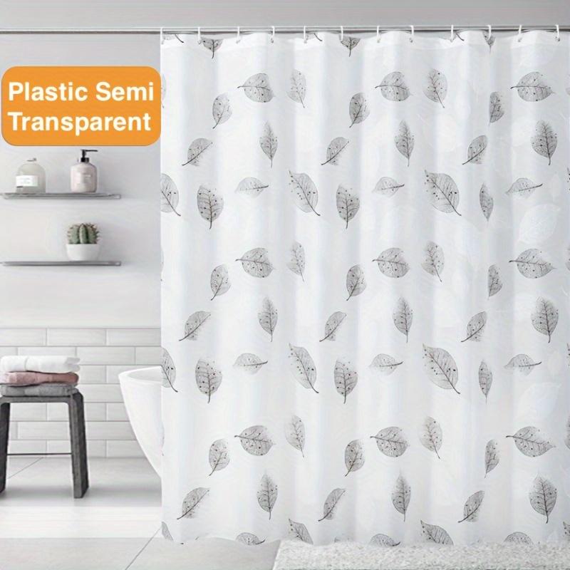 VIKAMA Minimalist Leaf Pattern Shower Curtain, Semi-Translucent, Waterproof, Modern Bathroom Design Home Decor