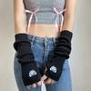 Sweet Girl Fingerless Gloves Punk Knitted Long Arm Sleeves Lolita Cute Mittens With Thumb Hole Cosplay Costume Accessories