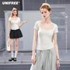 T-shirt da donna slim fit a maniche corte con scollo quadrato