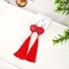 Chinese Hanfu Accessories: Retro Long Red Tassel Earrings for Weddings