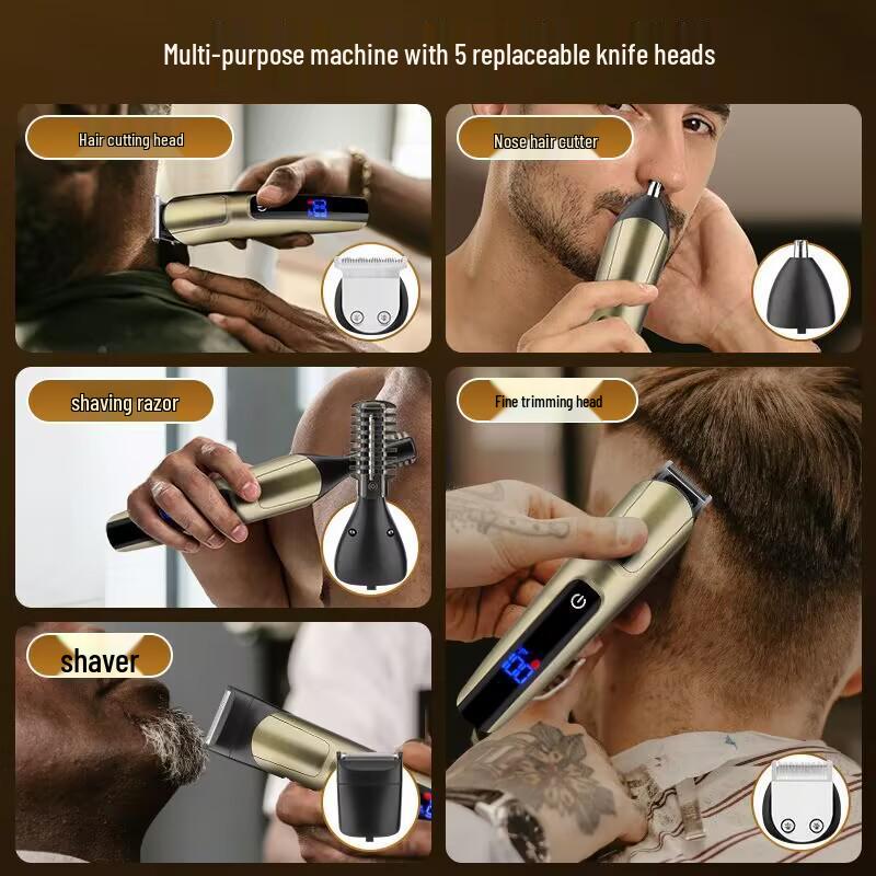 5-in-1 Waterproof Electric Hair Clipper & Shaver with Nose Trimmer.