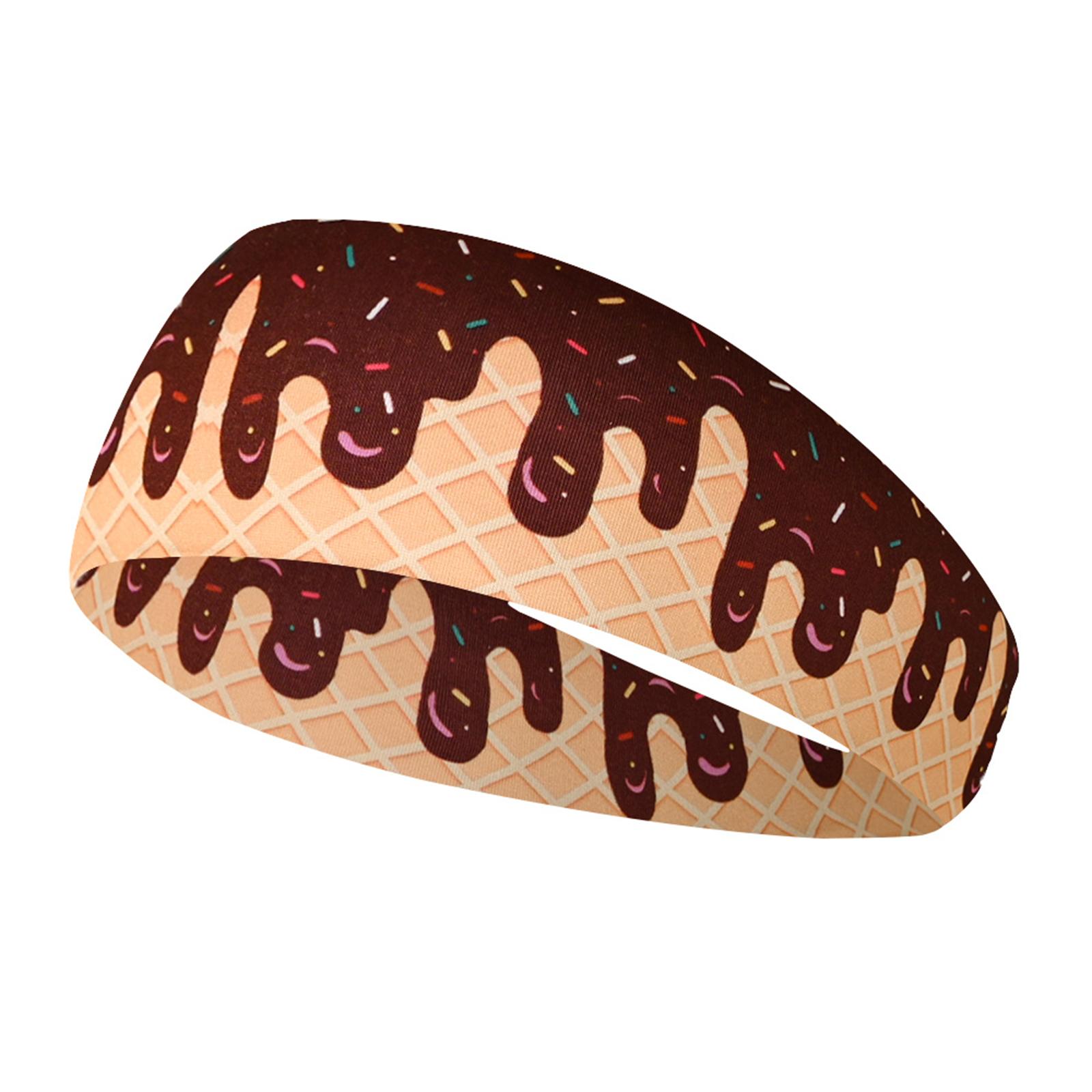 

Unisex Ice Cream Pattern Print Headbands, Sports Sweatbands, Moisture,Wicking Bands With Wide Edges For Yoga Hair Accessories One Size кавовий