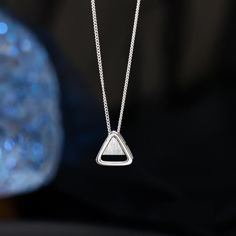 New 925 Sterling Silver Triangle Necklace Personalized Geometric Shape Pendant Necklace Women's Birthday Gift Exquisite Jewelry