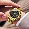 PINDOWS Men's Analog Quartz Watch with Day Date Display Stainless Steel Band Daily Water Resistance