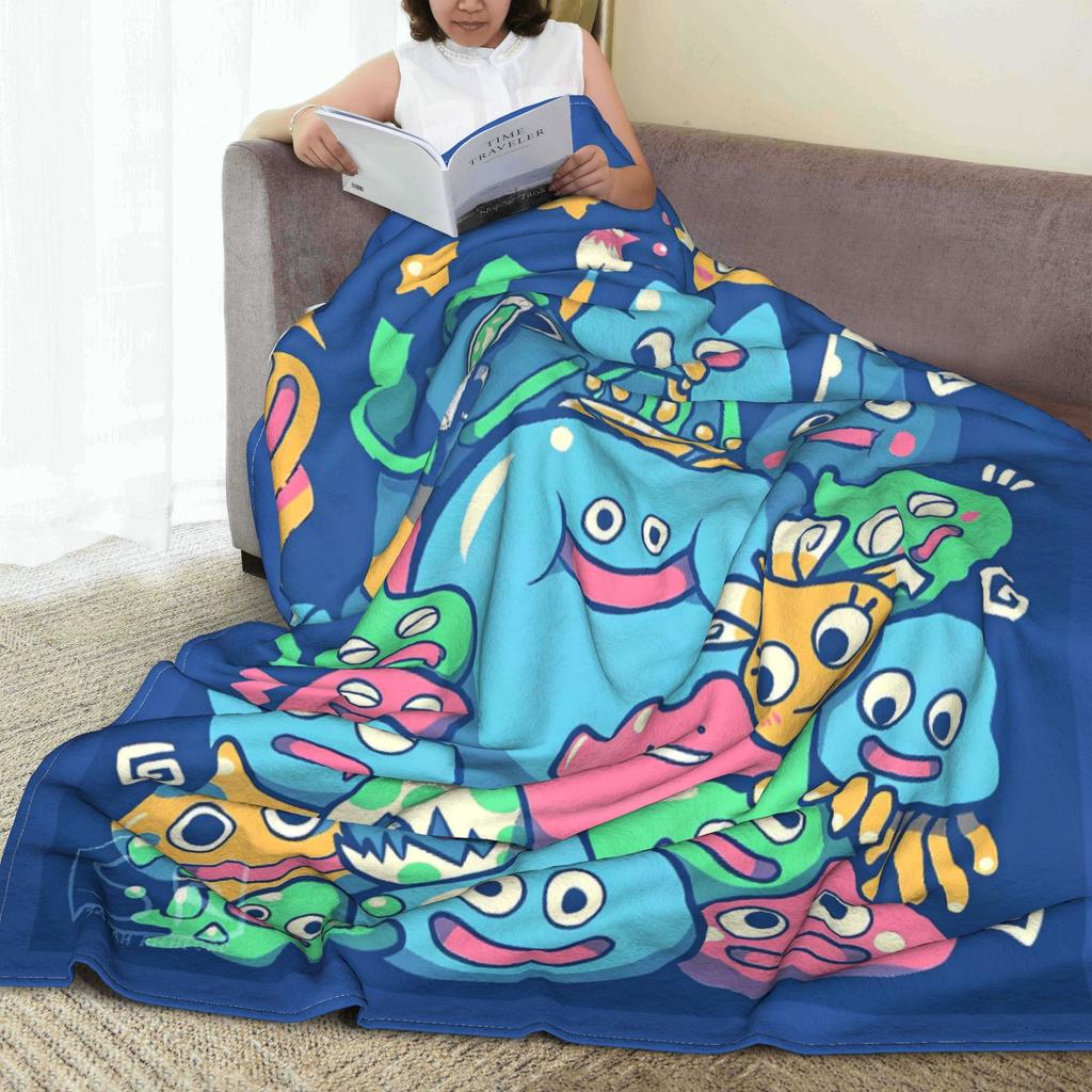 D-Dragon Quest Slime Plush Blankets Kids  Flannel Throw Blanket For Couch Chair Sofa Bed Warm Custom Quality Bedspread Gift Idea