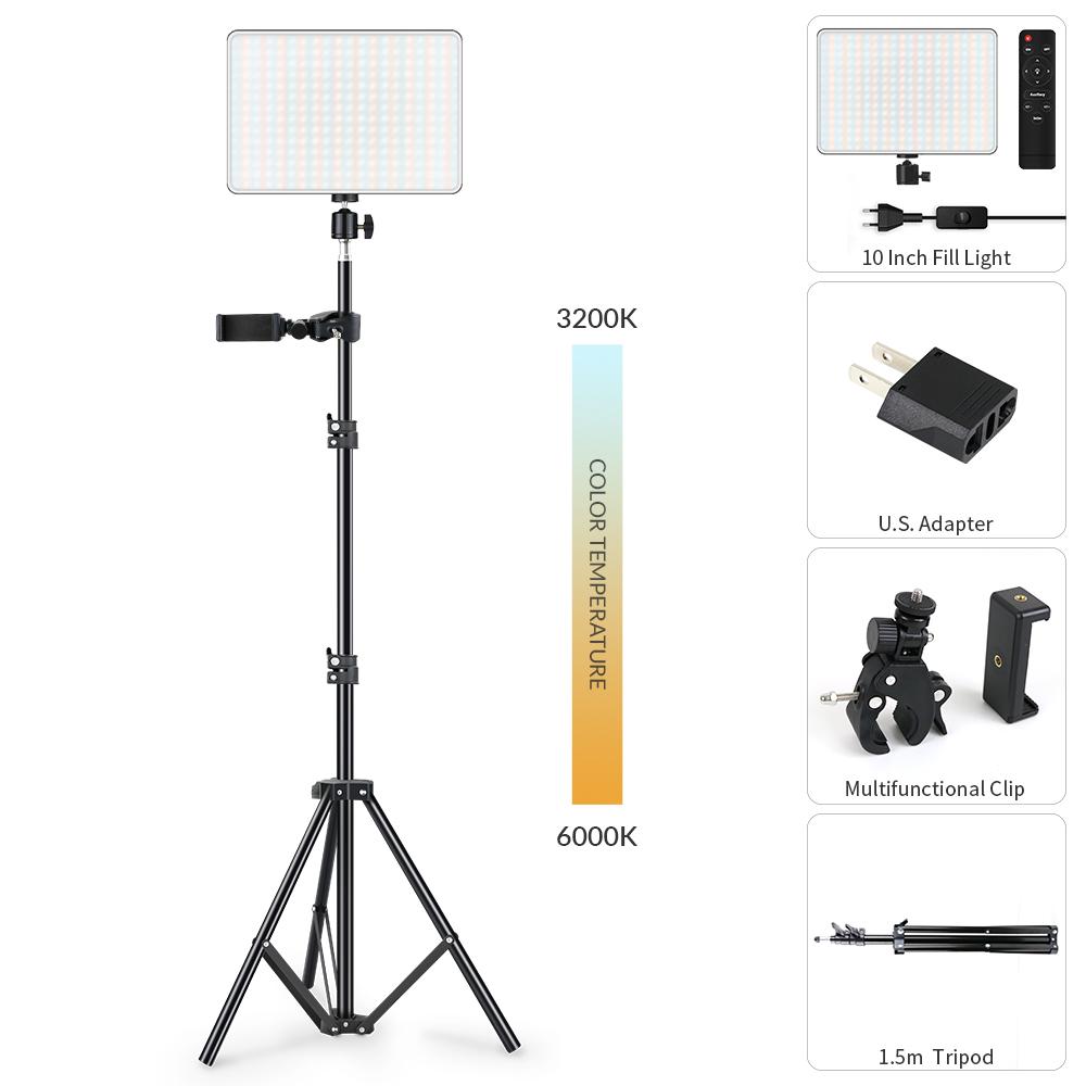 LED Photo Studio Light 3200K-5600K Video Fill Lamp Light Panel Photography Lighting With Tripod Desktop Stand For Live Stream