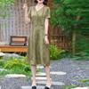 Summer Dress Women Plus Size Short Sleeve Vintage Long Dress Casual Middle-aged Women's Clothing
