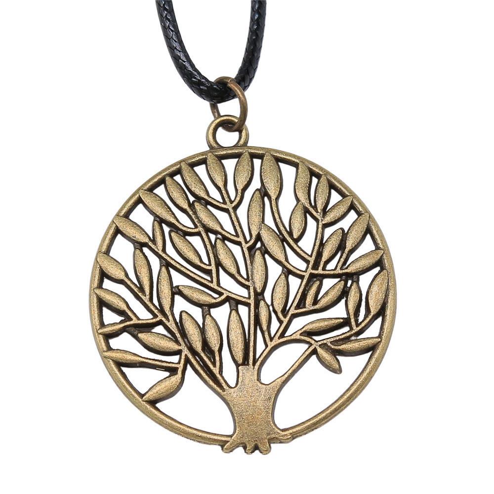 Antieke Levensboom Hanger Ketting Natuur Boho Statement Sieraden 45cm Leren Ketting