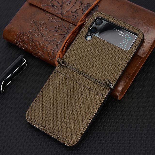 Anti -Drop Card Slot Leather Funda Case For Samsung Galaxy Z Flip 4 5g Flip4 Flip 3 Flip3 Zflip4 Cell Phone Accessories Cases