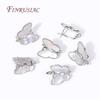 18K Gold Plated Inlay Zircon Shell Butterfly Ear Wire Earring Clasps Hooks,DIY Handmade Pearl Drop Earrings Making