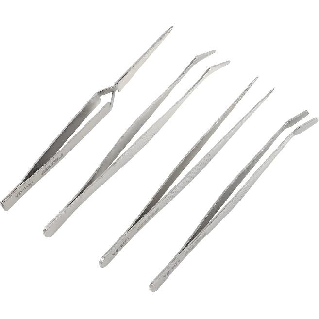FEITA Professional Craft Tweezers Stainless Steel Precision Tweezer Set for Hobby, Electronics, Model Making, Jewelry Picking Tool - 4 Pieces