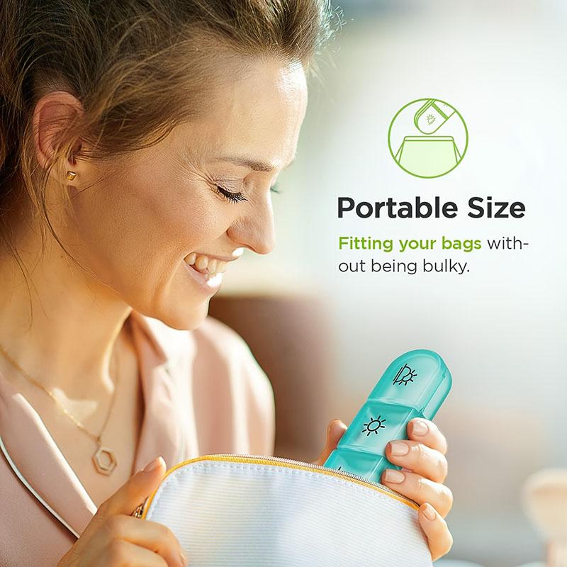 Pill Organizer 3 Times a Day, Compact Pill Box 7 Day with Roomy Pill Case and Sturdy Design