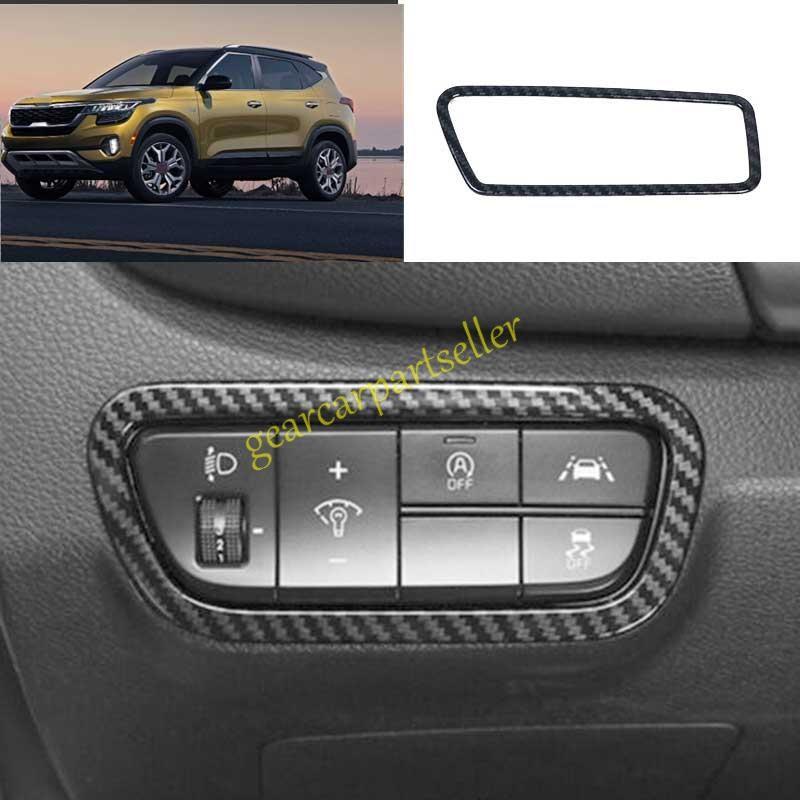 For Kia Seltos 21-22-23 Carbon Fiber Look Driver s Side Dash Control Cover Trim