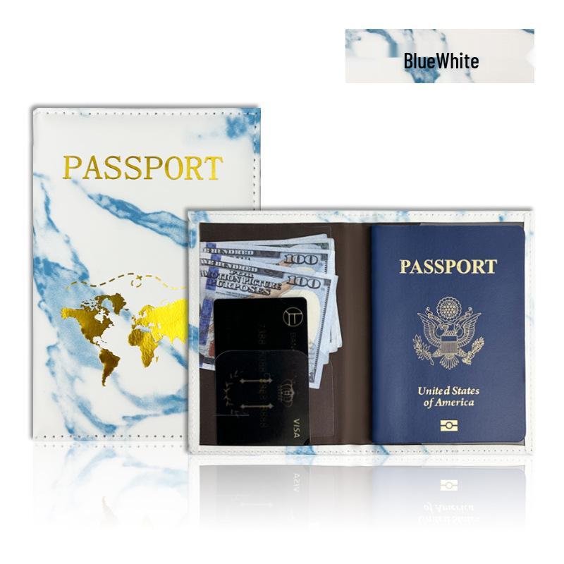 Customizable Marble Gold Foil Passport Holder with Multi-color Options