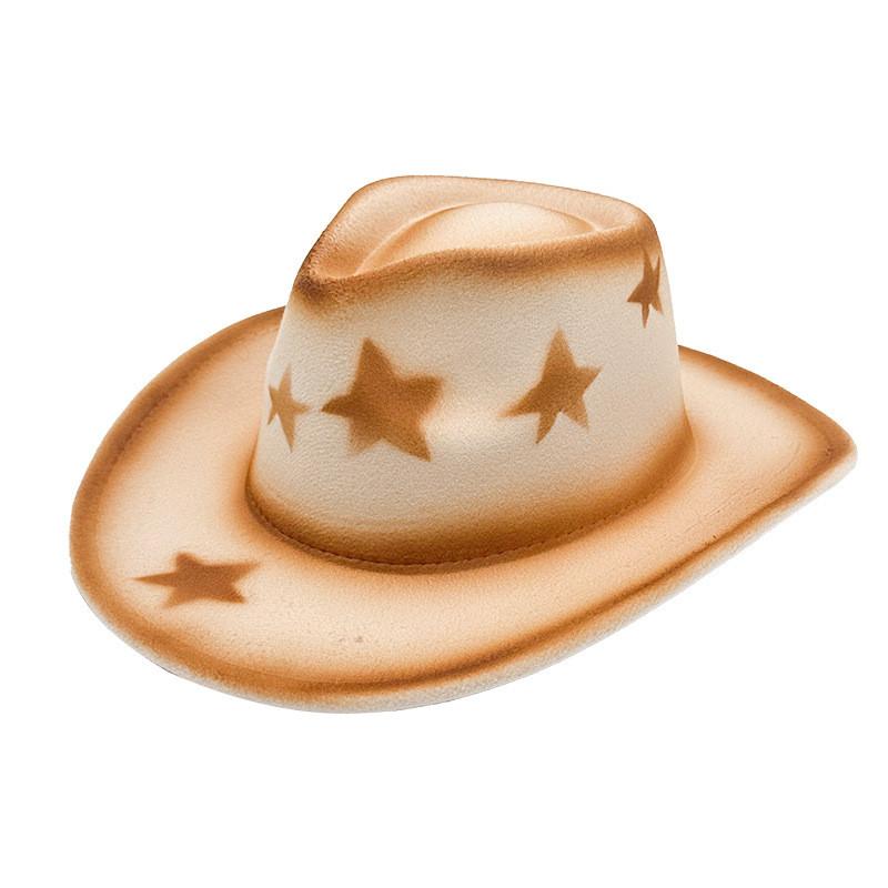 Cowboy Top Heartshaped Hat With Star Spray Paint And Wide Brim For Wear Casual