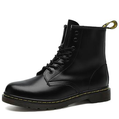 High Top Martin Boots Women's Classic Hard Leather Open Edge Bead Short Boots Men's and Women's Glossy Leather Boots Round Head Locomotive Boots