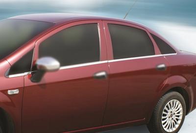 Window Trim (8 Parts, Stainless) Carmos - Turkish Steel for Fiat Linea 2006-2018