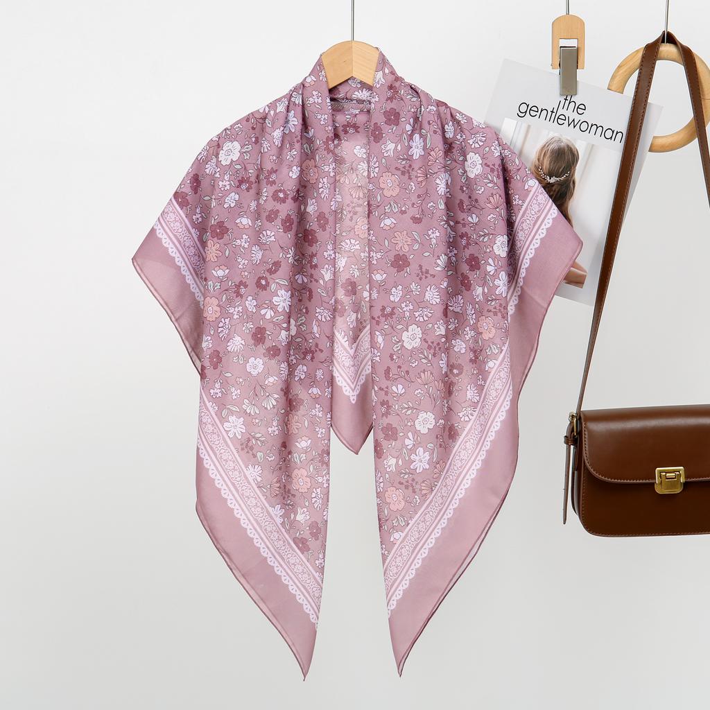 Women Floral Printed Square Scarf Hijabs Scarves For Women Muslim Shawls Malaysia Headscarf Wraps Headband Kerchief 110*110Cm