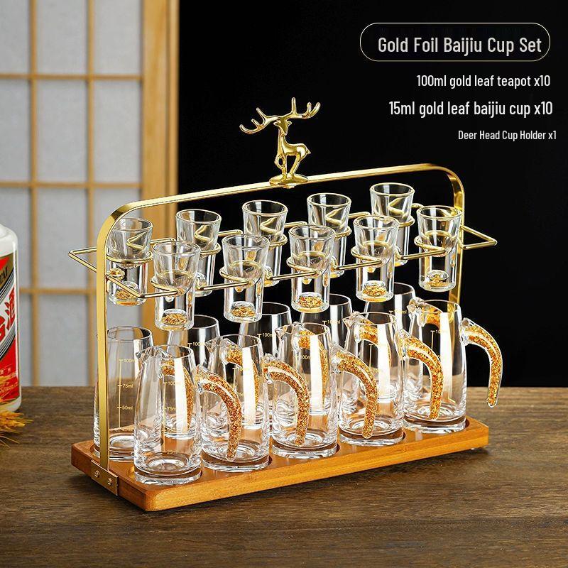 Handmade Gold Foil Crystal Baijiu Set