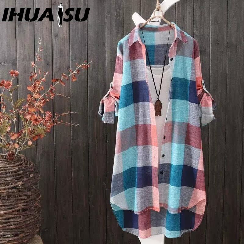 

IHUASU Женские модные повседневные блузки и рубашки с воротником ПОЛО S синий