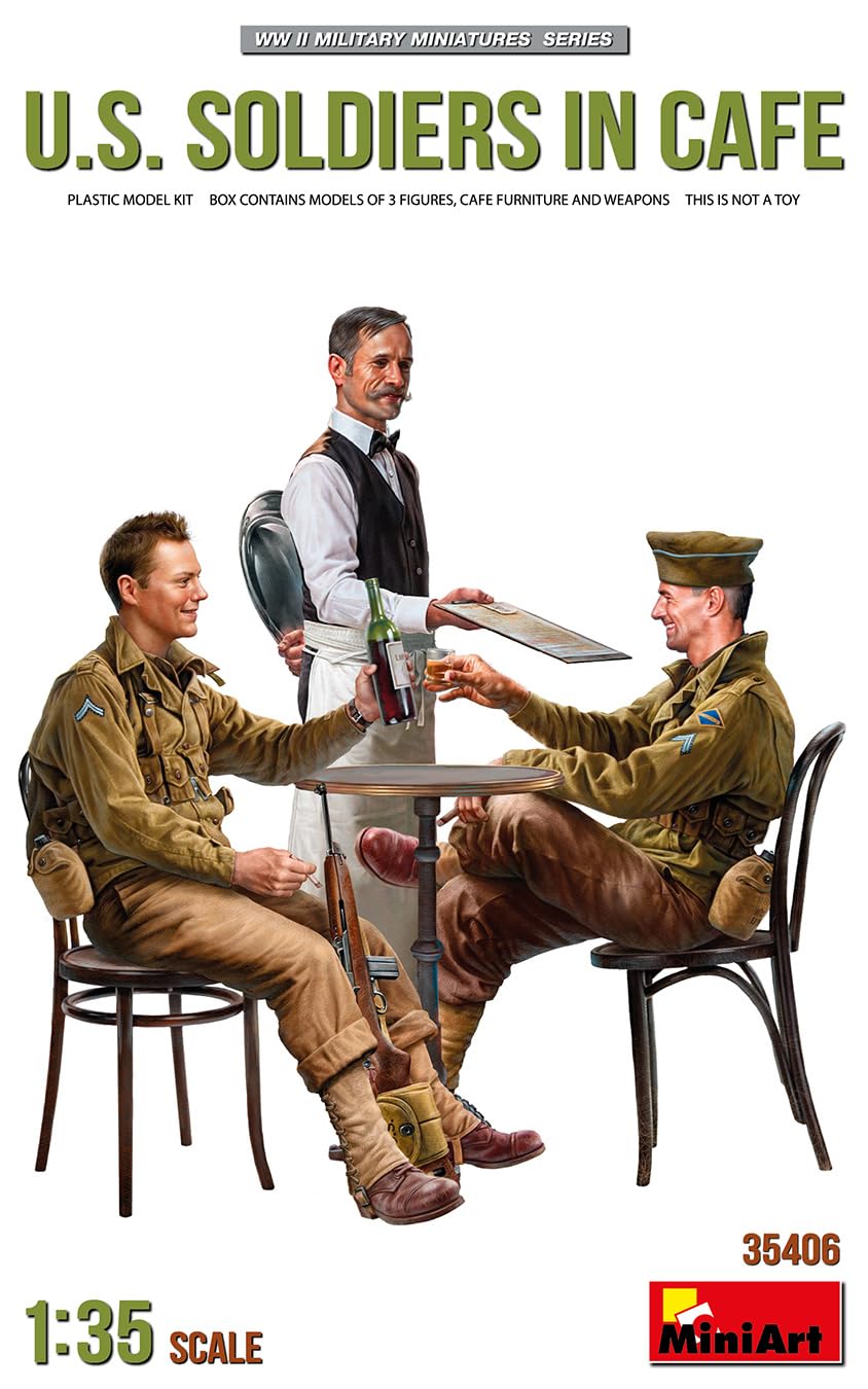 

Miniart American Soldier at the Cafe 3 Figures Plastic Model MA35406 1/35