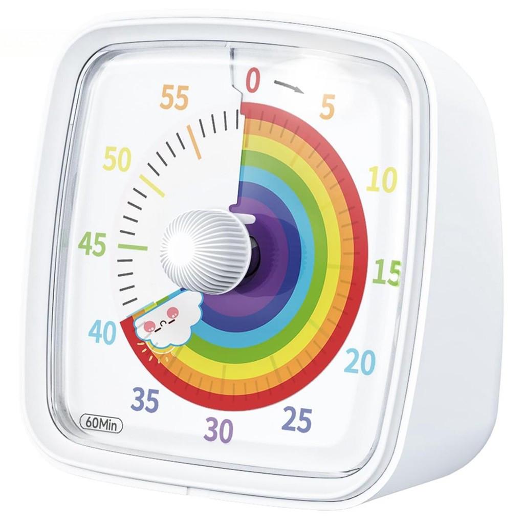 60-minuters visuell timer med nattlampa, bärbar praktisk nedräkningstimer, Pomodoro-timer med regnbågsmönster