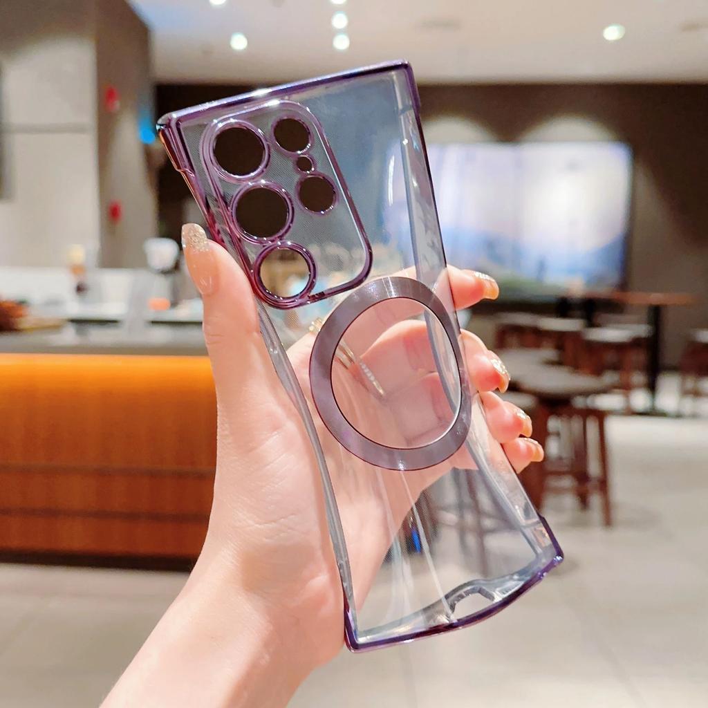 Original Plating For Magsafe Magnetic Case For Samsung Galaxy S26 S25 Edge S24 S23 S22 S21 Ultra Plus FE Clear TPU Soft Cover