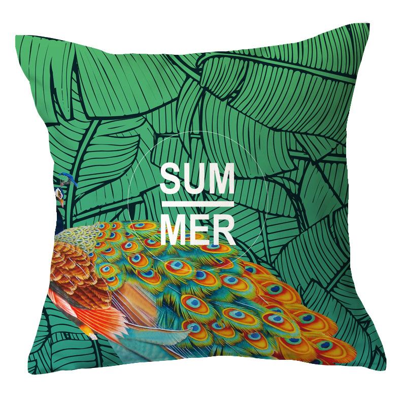 Office Chair Cushion Home Pillow Case Ins Plush Printed Pillow Case Green Plant Nordic Style Pillow