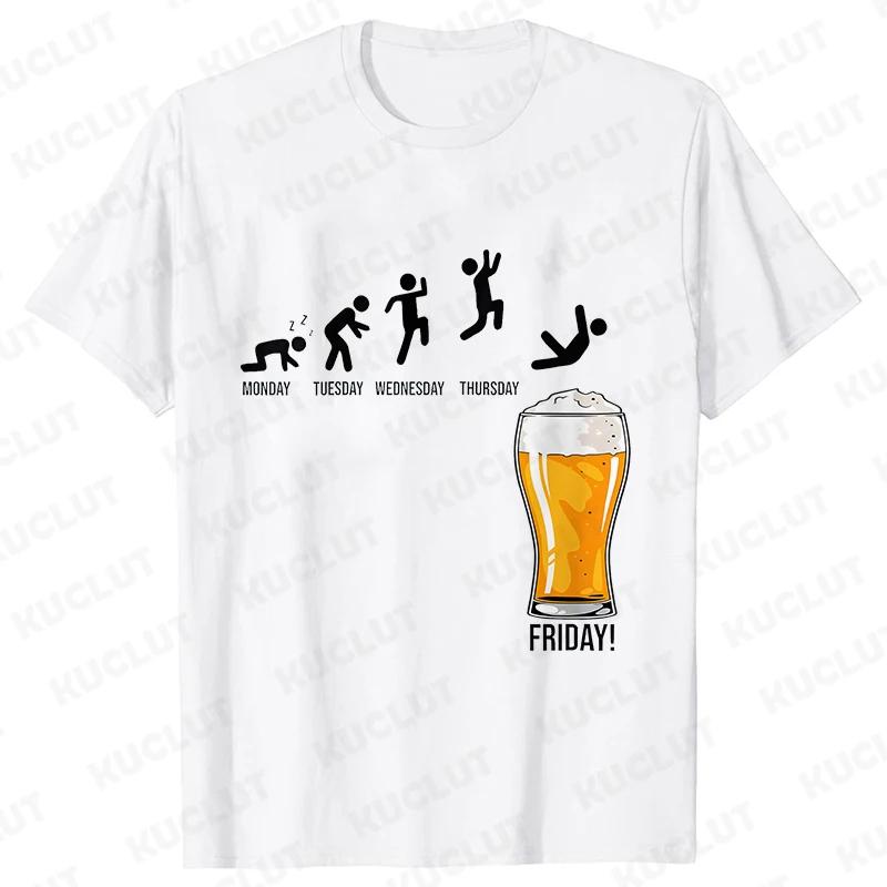 Funny T-Shirts for Men Drinking Lover Y2k Tops Oversized Clothing Short Sleeve Friends Friday Beer Day Weekend Party Streetwear