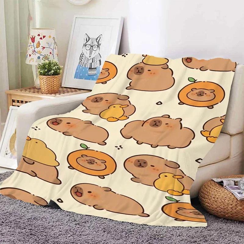Capibara Lovely Nap Blanket Sofa Winter Warm Bed Fleece Camping Custom Fluffy Soft Blankets Microfiber Bedding King Size