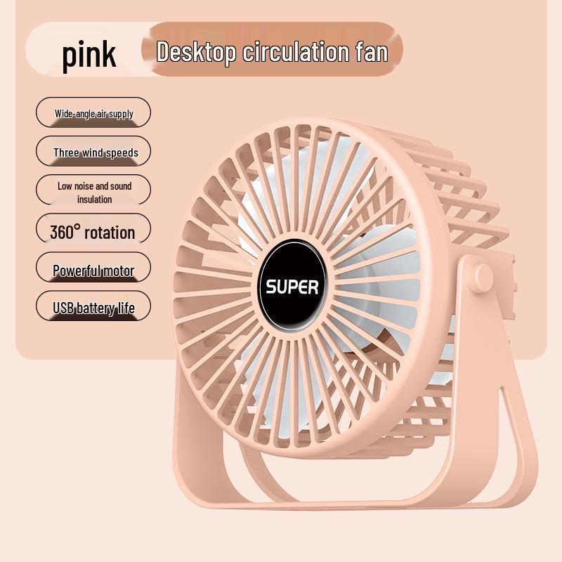

2026 Ultra-Quiet Portable Mini Fan for Office, Dorm, and Study 4-inch рожевий