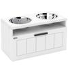 Raised Dog Bowl with Slow Feeder, Two Stainless Steel Dog Bowls, Drawer, for Large and Extra Large Dogs, White