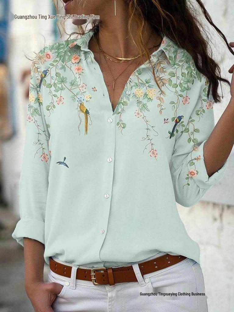 Bestselling Women's Casual Printed Long Sleeve Button-Up Shirt