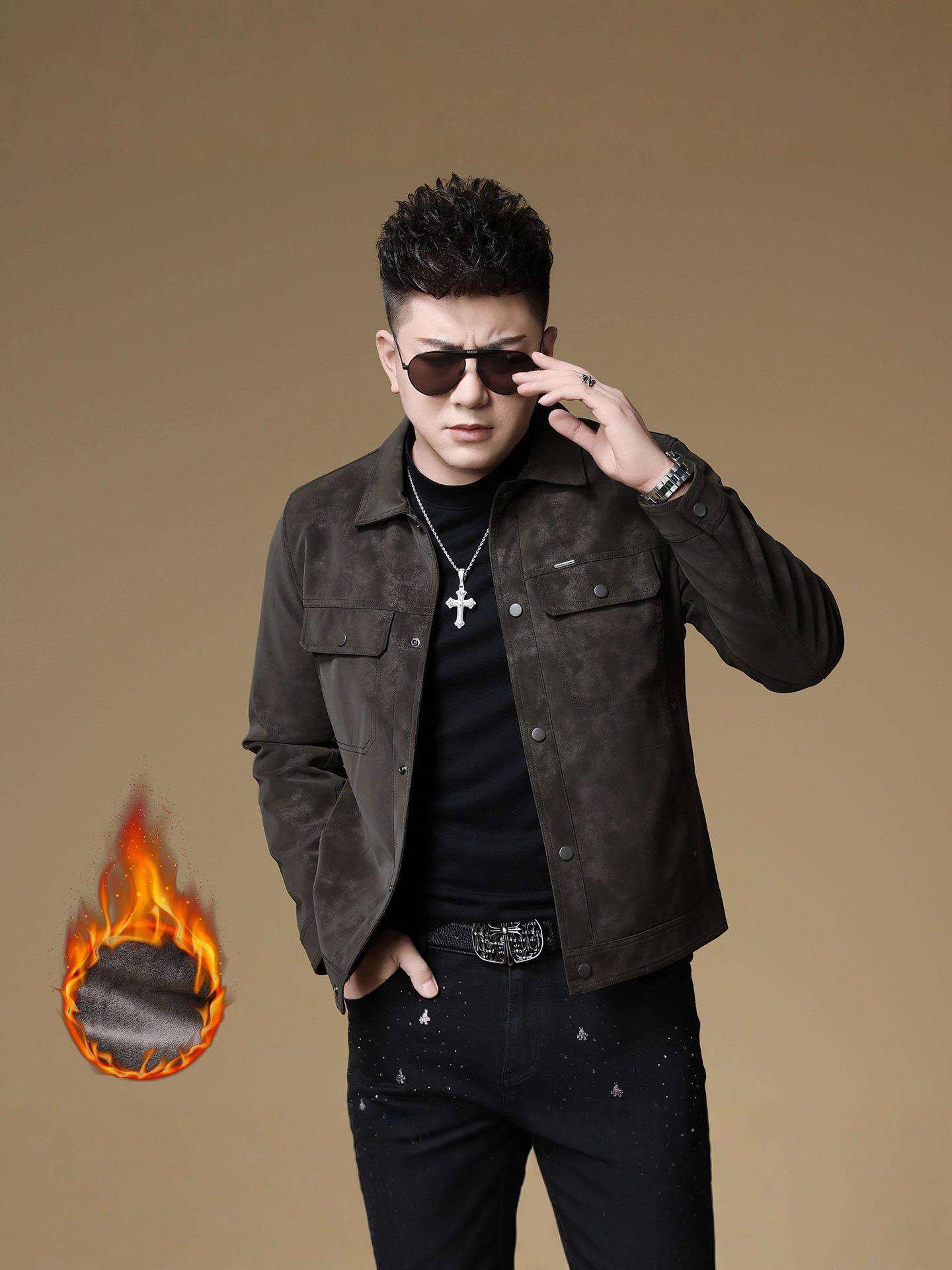 

Men s European Style Winter PU Motorcycle Leather Lapel Jacket, Short Coat, Item 5027 L чорний