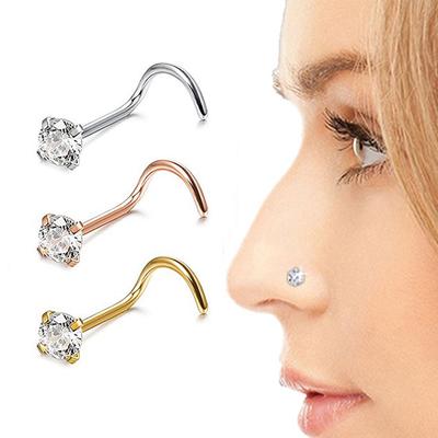 2mm 1 Peça Aço Inoxidável Cristal Piercing Argola de Nariz Studs Anéis Joias de Corpo Presente ARI