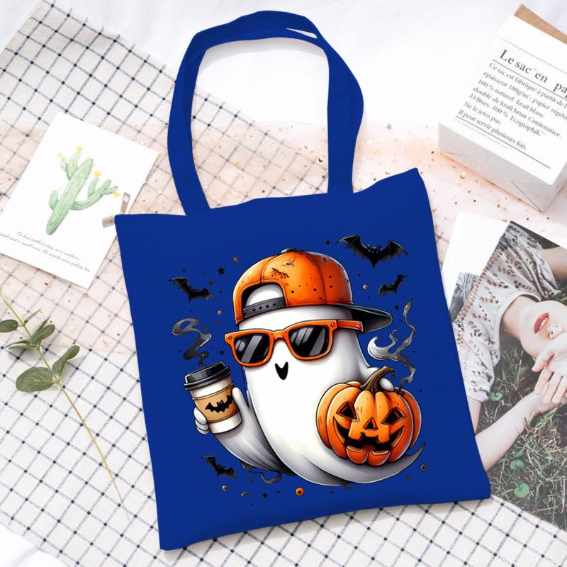 Halloween Printed Shoulder Bag Female Large Capacity Student Canvas Bag Tutoring Shopping Bag